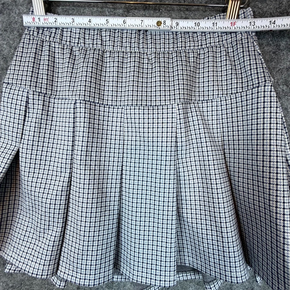 Olive & Oak Tennis Mini Skirt Womens Medium White Blue Plaid Pleated Academia - Picture 4 of 5
